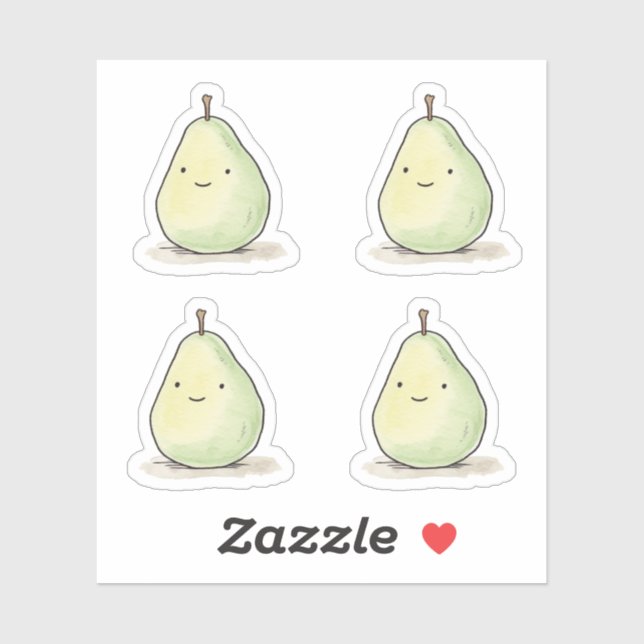Pegatina Cute Kawaii Watercolor Pear (Hoja)