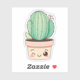 Pegatina Cute Kawaii Wink Plant Cactus