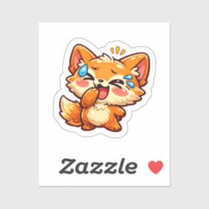 Pegatina Cute Kawaii Zorro Naranja Llorando Sticker de Lágr