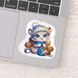 Pegatina Cute Knitting Anime Kawaii Snow Leopard Stickers
