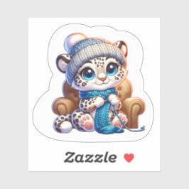 Pegatina Cute Knitting Anime Kawaii Snow Leopard Stickers
