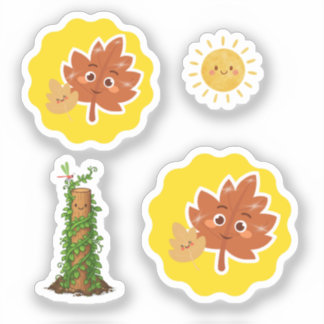 Pegatina Cute Leaf, Sun and Climbing Plant Pun Sticker Set