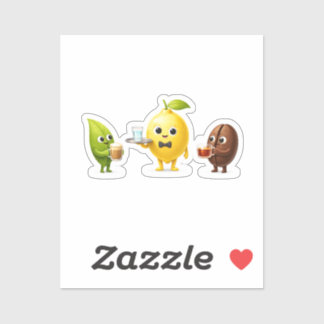 Pegatina Cute Lemon Tea Friends – Custom-Cut Vinyl Sticker