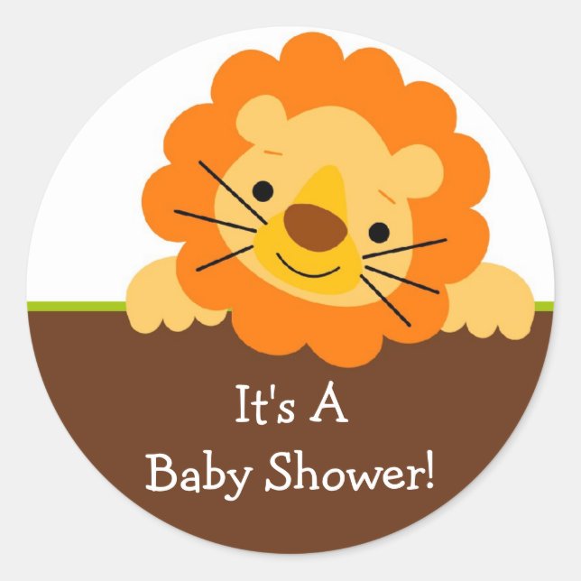 Pegatina Cute Lion Baby Shower (Anverso)