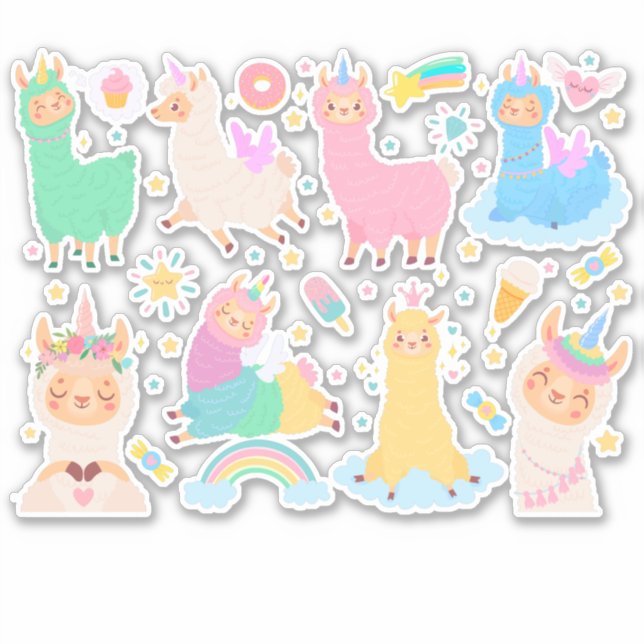 Pegatina Cute Llamas (Anverso)
