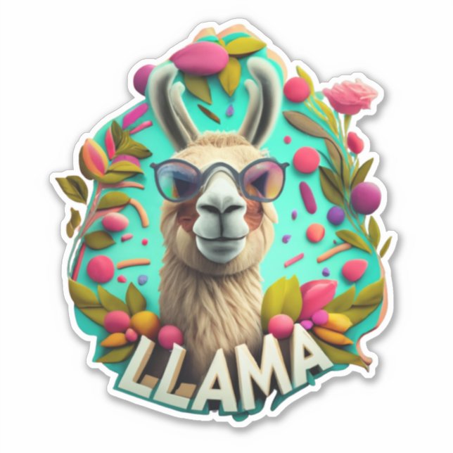 Pegatina Cute Llamas (Anverso)