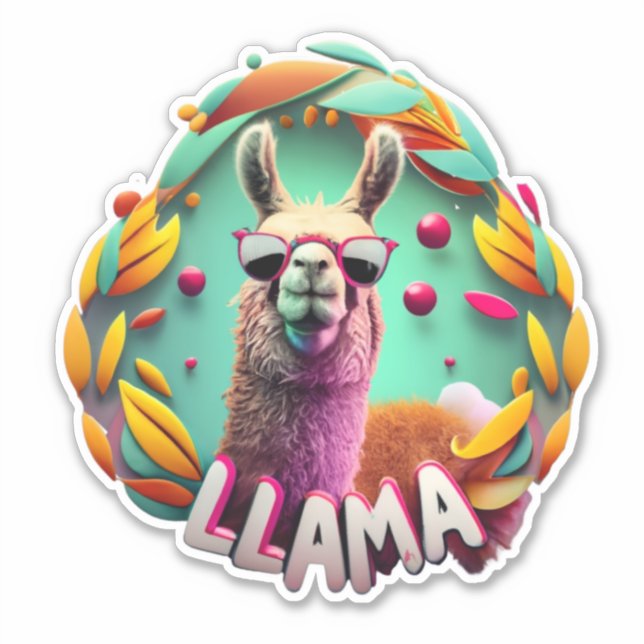 Pegatina Cute Llamas (Anverso)