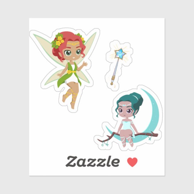 Pegatina Cute Magical Fairy Girl Fantasy Vinyl Sticker Set (Hoja)