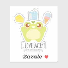 Pegatina Cute me encanta la rana de los tratamientos lácteo