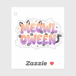 Pegatina Cute Meowlloween Gato Negro Chiste Halloween Stick
