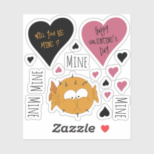 Pegatina Cute Mine Mine Mine Mine Mina Puffer Fish Tema
