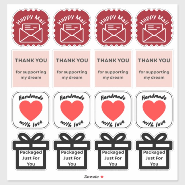 Pegatina Cute Mixed Small Business Packaging Sticker Sheet (Hoja)