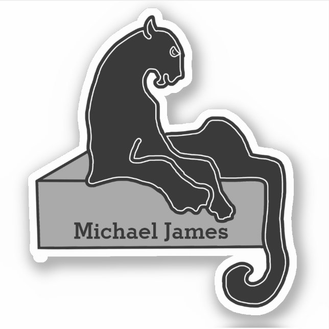 Pegatina Cute Moderm Black Panther añadir nombre (Anverso)