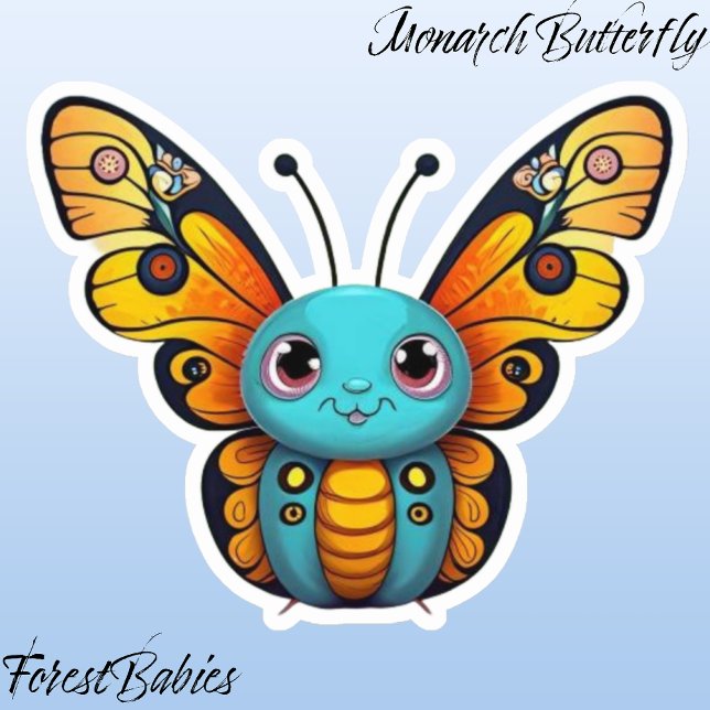 Pegatina Cute Monarch Mariposa Personalizado sinusal gráfic (Monarch Butterfly ForestBabies Sticker)
