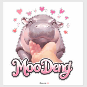 Pegatina Cute Moo Deng Hippo Girlie Corazones para chicas n