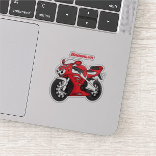Pegatina Cute moto deportiva roja de dibujos animados