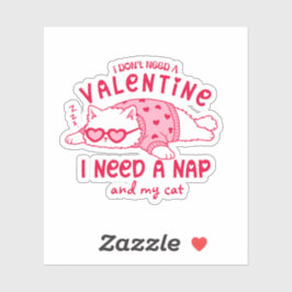 Pegatina Cute Napping Cat Funny Custom Valentine