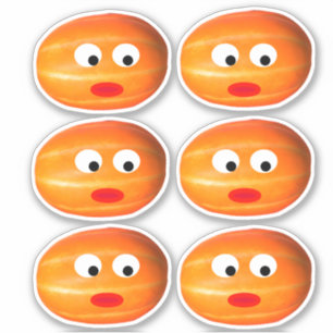 Pegatina Cute Naranja Melon Pumpkin Face 4Halloween