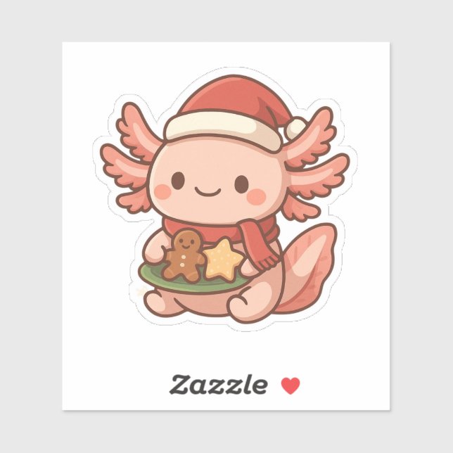 Pegatina Cute Navidad Axolotl Sticker | Kawaii Fiesta  (Hoja)