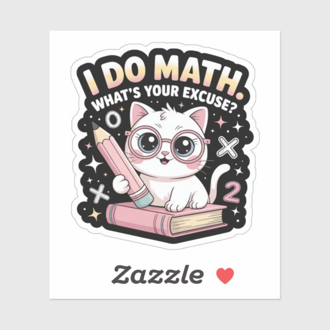Pegatina Cute Nerdy Cat with Glasses – Funny Math Teacher (Hoja)