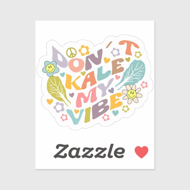 Pegatina Cute No Kale my Vibe, Retro Vegan (Hoja)