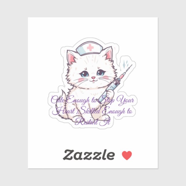 Pegatina Cute Nurse Cat Nursing Student Graduation (Hoja)