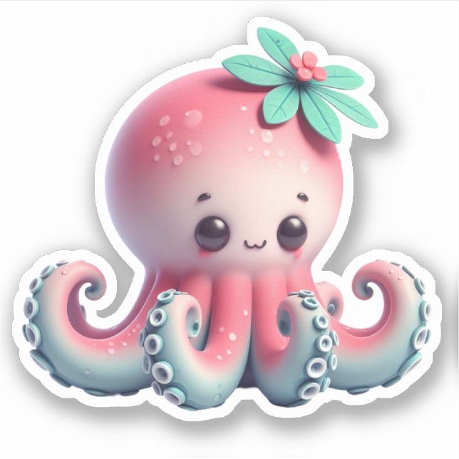 Pegatina Cute Octopus Custom-Cut Vinyl Stickers (Anverso)