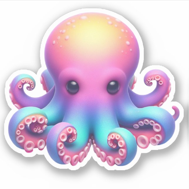 Pegatina Cute Octopus Custom-Cut Vinyl Stickers (Anverso)