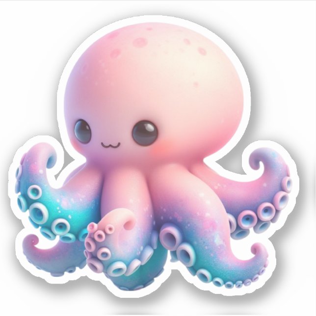 Pegatina Cute Octopus Custom-Cut Vinyl Stickers (Anverso)