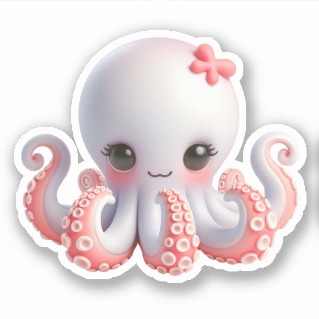 Pegatina Cute Octopus Custom-Cut Vinyl Stickers (Anverso)