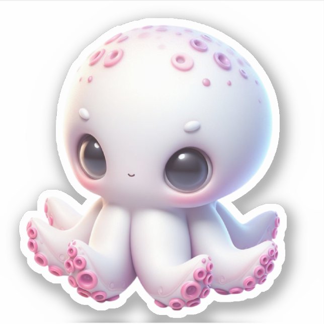 Pegatina Cute Octopus Custom-Cut Vinyl Stickers (Anverso)