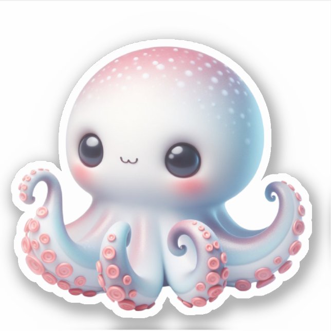 Pegatina Cute Octopus Custom-Cut Vinyl Stickers (Anverso)