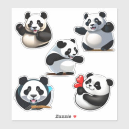 Pegatina Cute Panda Poses