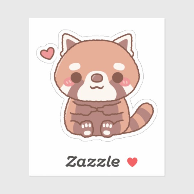 Pegatina Cute Panda Rojo Tímido (Hoja)