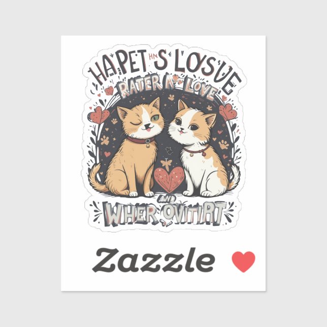 Pegatina Cute pareja de gatos Romántico Winty Kitty Love De (Hoja)