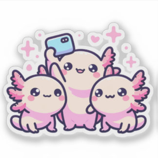 Pegatina Cute Pastel Axolotls New Designs Selfie Vinyl