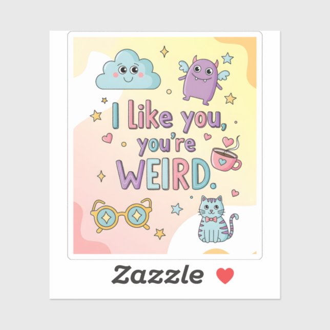 Pegatina Cute Pastel Cat Monster Kawaii Art (Hoja)