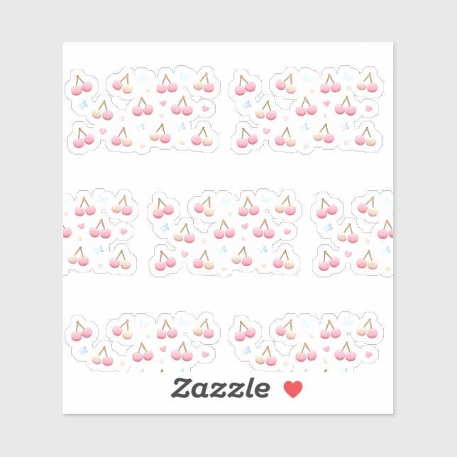 Pegatina Cute Pastel Pink Cherry Pattern Sticker (Hoja)