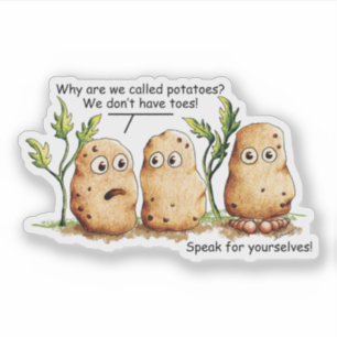 Pegatina Cute Patatas Toques Divertidos Papas Pun Transpare