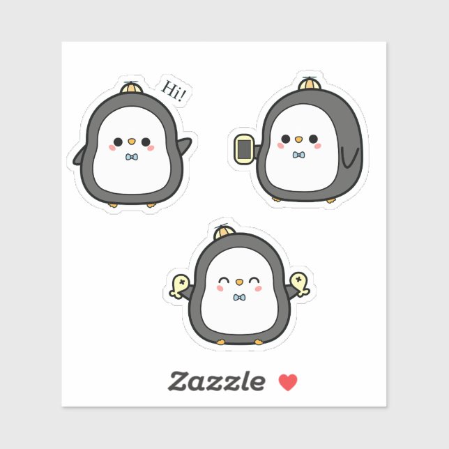 Pegatina Cute Penguin Kawaii Sticker Set (Hoja)