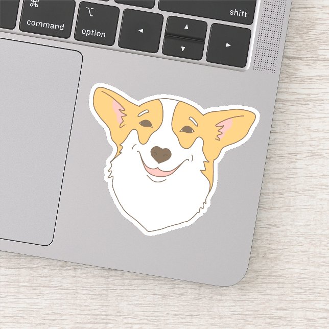 Pegatina Cute Perro Cara Dibujando Corgi Sonriendo (Detalle)