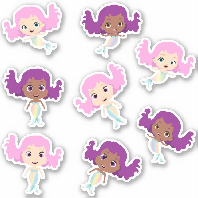 Pegatina Cute Personalizado Mermaids (Anverso)