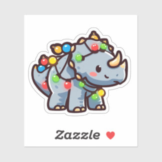 Pegatina Cute Personalizado Triceratops Navidad Sticker