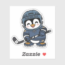 Cute pingüino kawaii con atuendo de hockey deporte