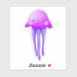 Pegatina Cute Pink and Purple Jellyfish