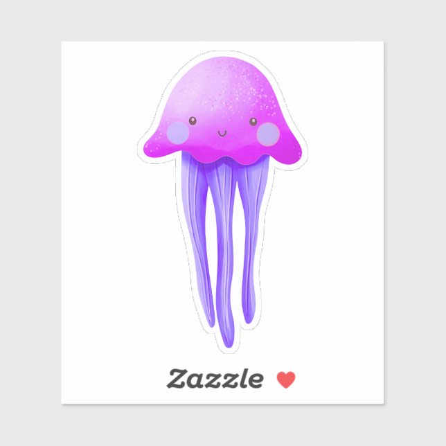 Pegatina Cute Pink and Purple Jellyfish (Hoja)