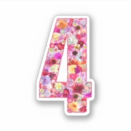 Pegatina Cute Pink Decorative Botanical Floral Number 4
