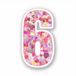 Pegatina Cute Pink Decorative Botanical Floral Number 6