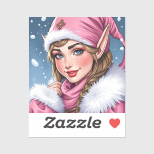Pegatina Cute Pink Elf Navidad
