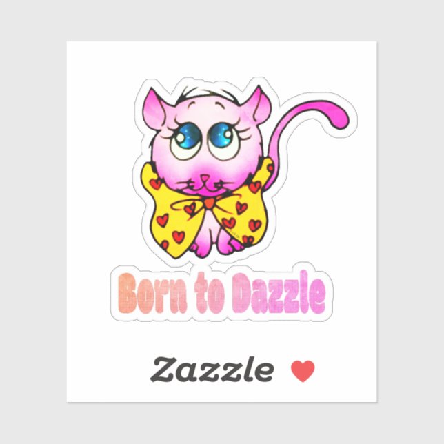 Pegatina Cute Pink Kitty - Born to Dazzle Art (Hoja)